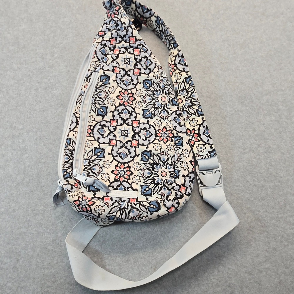 Vera Bradley Mini Sling Backpack Blue Pink Floral Quilted Crossbody Bag